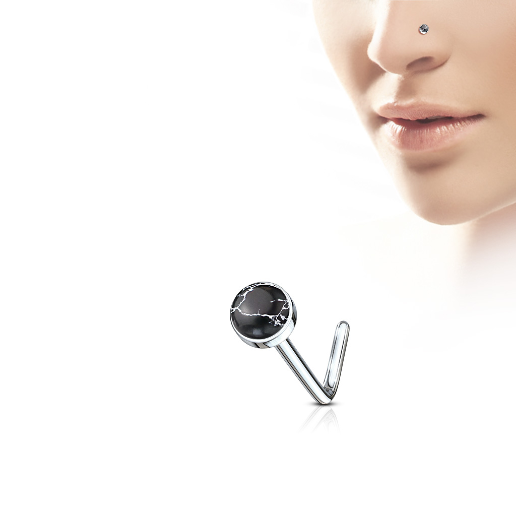 L-Bend Nose Stud with a Semi Precious Stone - Image 9
