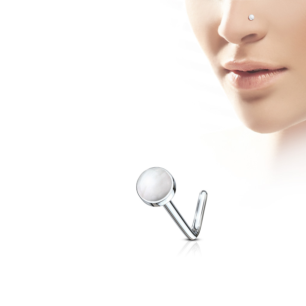 L-Bend Nose Stud with a Semi Precious Stone - Image 7