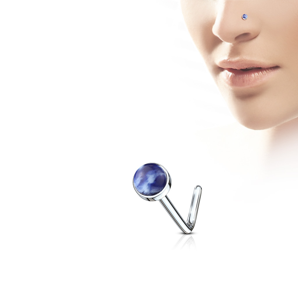 L-Bend Nose Stud with a Semi Precious Stone - Image 6