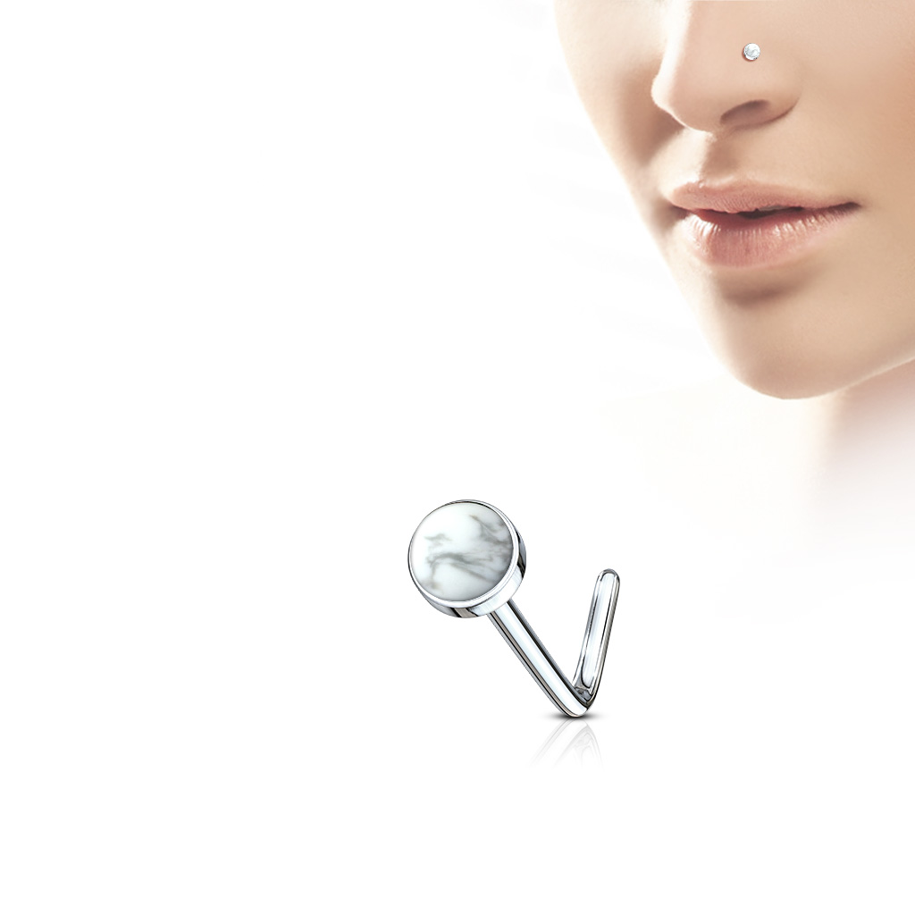 L-Bend Nose Stud with a Semi Precious Stone - Image 4