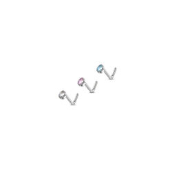 L-Bend Nose Stud with CZ Tear Drop Top