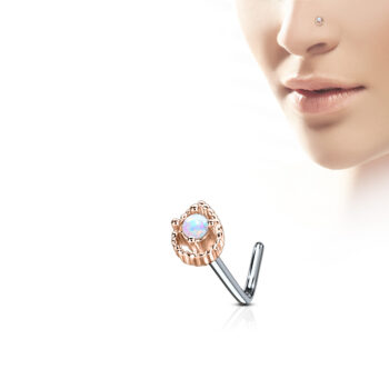 L-Bend Nose Stud with a Tear Drop Synthetic Opal Head - Image 7