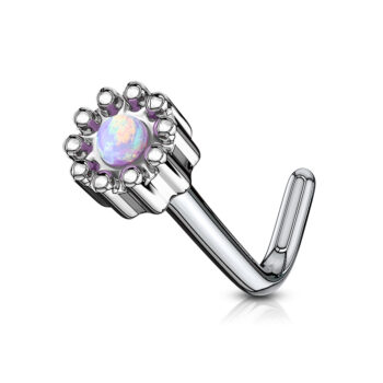 L-Bend Nose Stud with a Opal Centred Round Top - Image 5