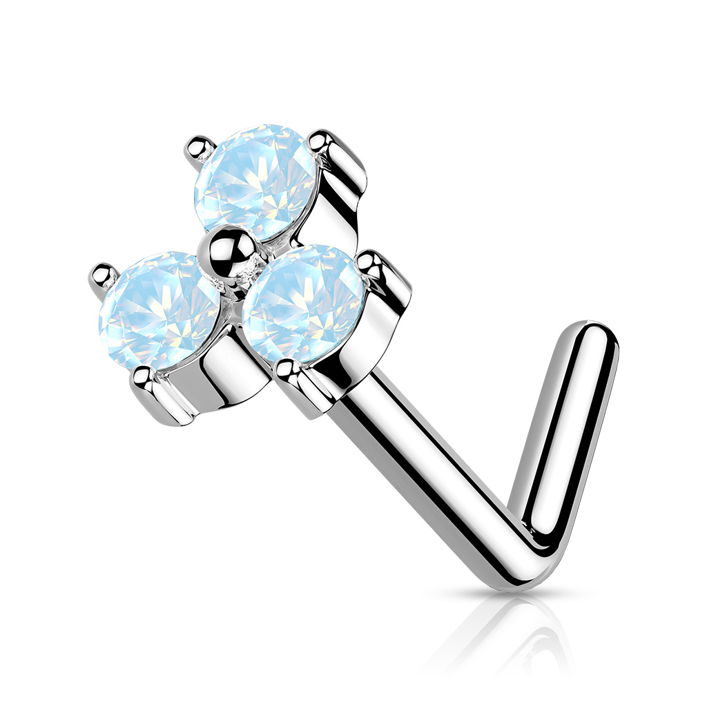 L-Bend Nose Stud with a Triangle of Crystals - Image 11