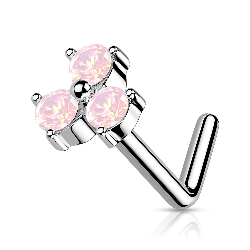 L-Bend Nose Stud with a Triangle of Crystals - Image 9