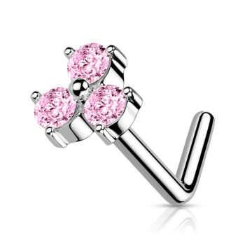 L-Bend Nose Stud with a Triangle of Crystals - Image 8