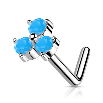 L-Bend Nose Stud with a Triangle of Crystals - Image 5