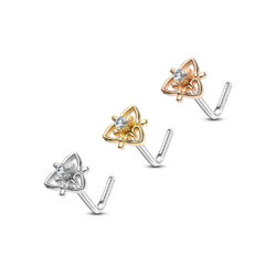 L-Bend Nose Stud with CZ Centre Heart Filigree Top