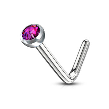 0.8mm L-Bend Nose Stud with a 2mm CZ Gem - Image 11