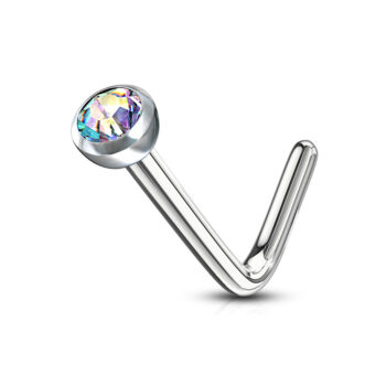 0.8mm L-Bend Nose Stud with a 2mm CZ Gem - Image 10
