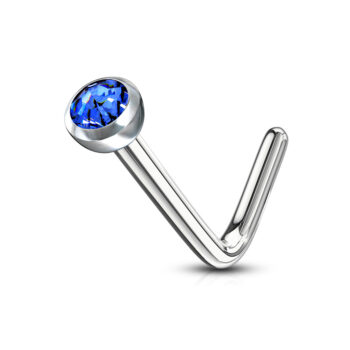 0.8mm L-Bend Nose Stud with a 2mm CZ Gem - Image 9