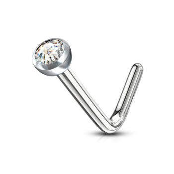 0.8mm L-Bend Nose Stud with a 2mm CZ Gem - Image 8