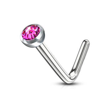 0.8mm L-Bend Nose Stud with a 2mm CZ Gem - Image 7