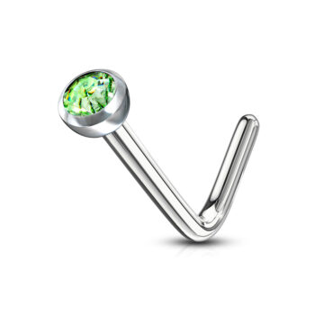 0.8mm L-Bend Nose Stud with a 2mm CZ Gem - Image 6