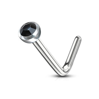 0.8mm L-Bend Nose Stud with a 2mm CZ Gem - Image 5