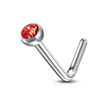 0.8mm L-Bend Nose Stud with a 2mm CZ Gem - Image 2