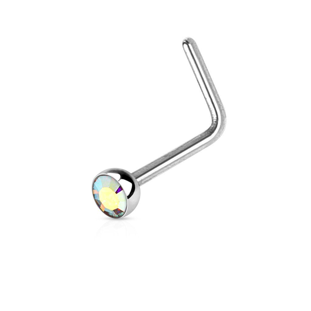 1mm L-Bend Nose Stud with a 2.5mm Crystal Gem - Image 9