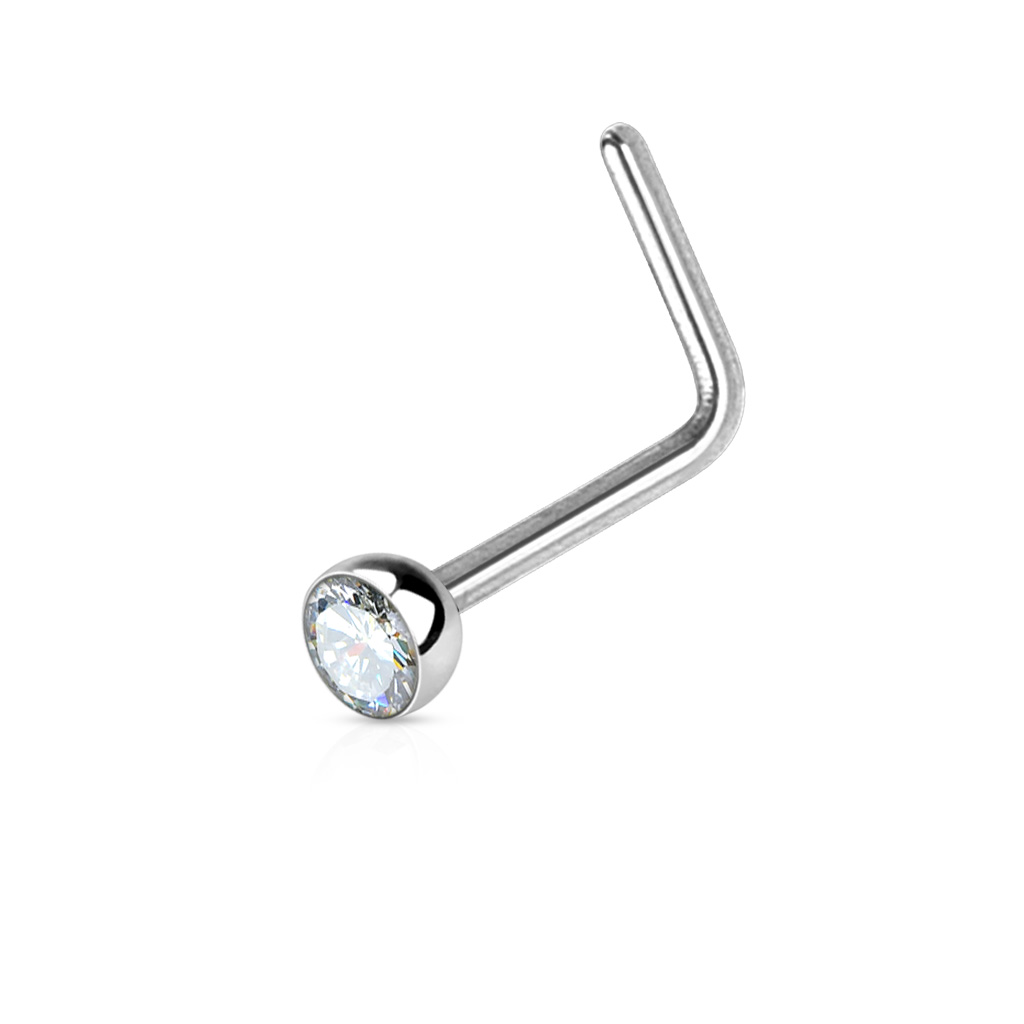 1mm L-Bend Nose Stud with a 2.5mm Crystal Gem - Image 7