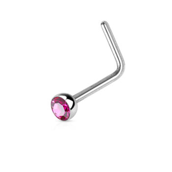1mm L-Bend Nose Stud with a 2.5mm Crystal Gem - Image 6