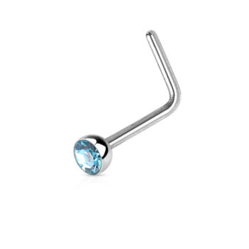 1mm L-Bend Nose Stud with a 2.5mm Crystal Gem - Image 2