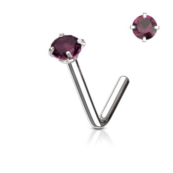 0.8mm L-Bend Nose Stud with a 2mm CZ Gem - Image 10