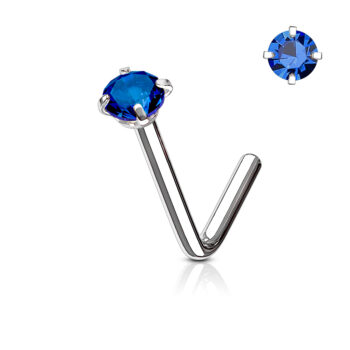 0.8mm L-Bend Nose Stud with a 2mm CZ Gem - Image 9