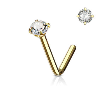 0.8mm L-Bend Nose Stud with a 2mm CZ Gem - Image 7