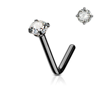 0.8mm L-Bend Nose Stud with a 2mm CZ Gem - Image 5