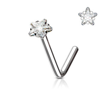 0.8mm L-Bend Nose Stud with a 3mm Clear CZ Star - Image 5