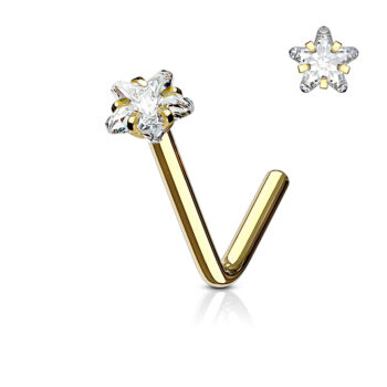 0.8mm L-Bend Nose Stud with a 3mm Clear CZ Star - Image 4