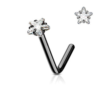 0.8mm L-Bend Nose Stud with a 3mm Clear CZ Star - Image 3