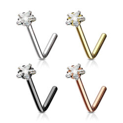 0.8mm L-Bend Nose Stud with a 3mm Clear CZ Star