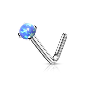 L-Bend Nose Stud with a Synthetic Opal Head - Image 4