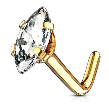 L-Bend Nose Stud with a Marquise CZ Top - Image 7