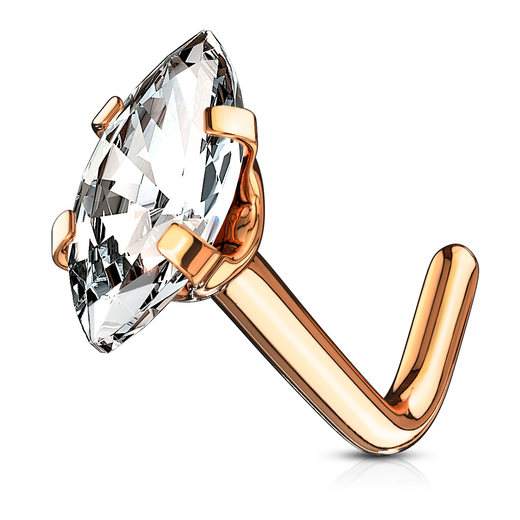 L-Bend Nose Stud with a Marquise CZ Top - Image 3
