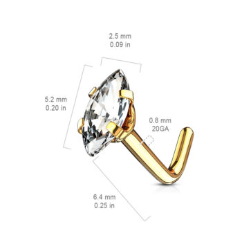L-Bend Nose Stud with a Marquise CZ Top - Image 2