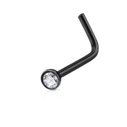L-Bend Nose Stud with Clear CZ gem