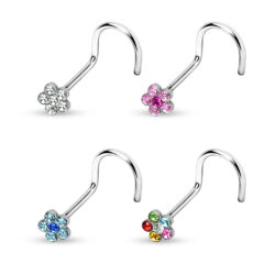 Nose Screw with Multiple CZ Gems Flower
