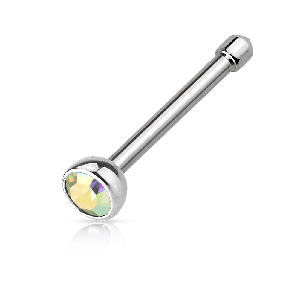 0.8mm Nose Stud with 2mm CZ Gem - Image 8