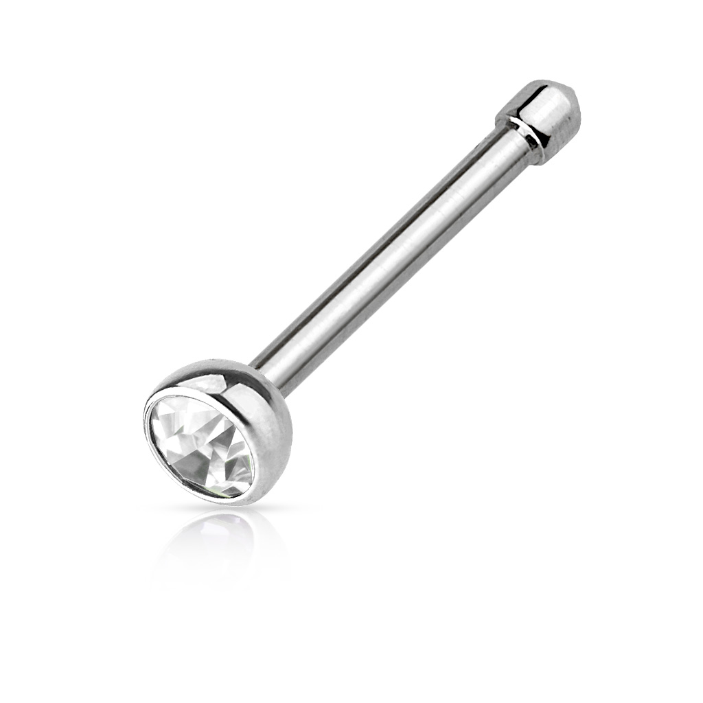 0.8mm Nose Stud with 2mm CZ Gem - Image 10