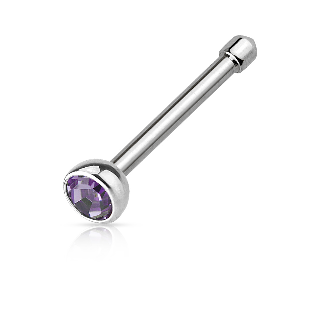 0.8mm Nose Stud with 2mm CZ Gem - Image 6