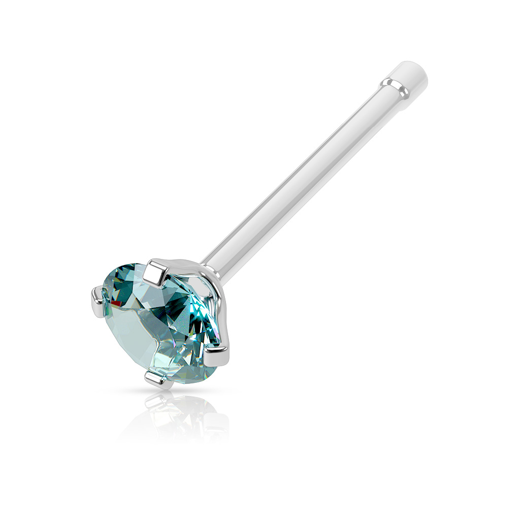 1mm Nose Stud with 3mm CZ Gem - Image 3