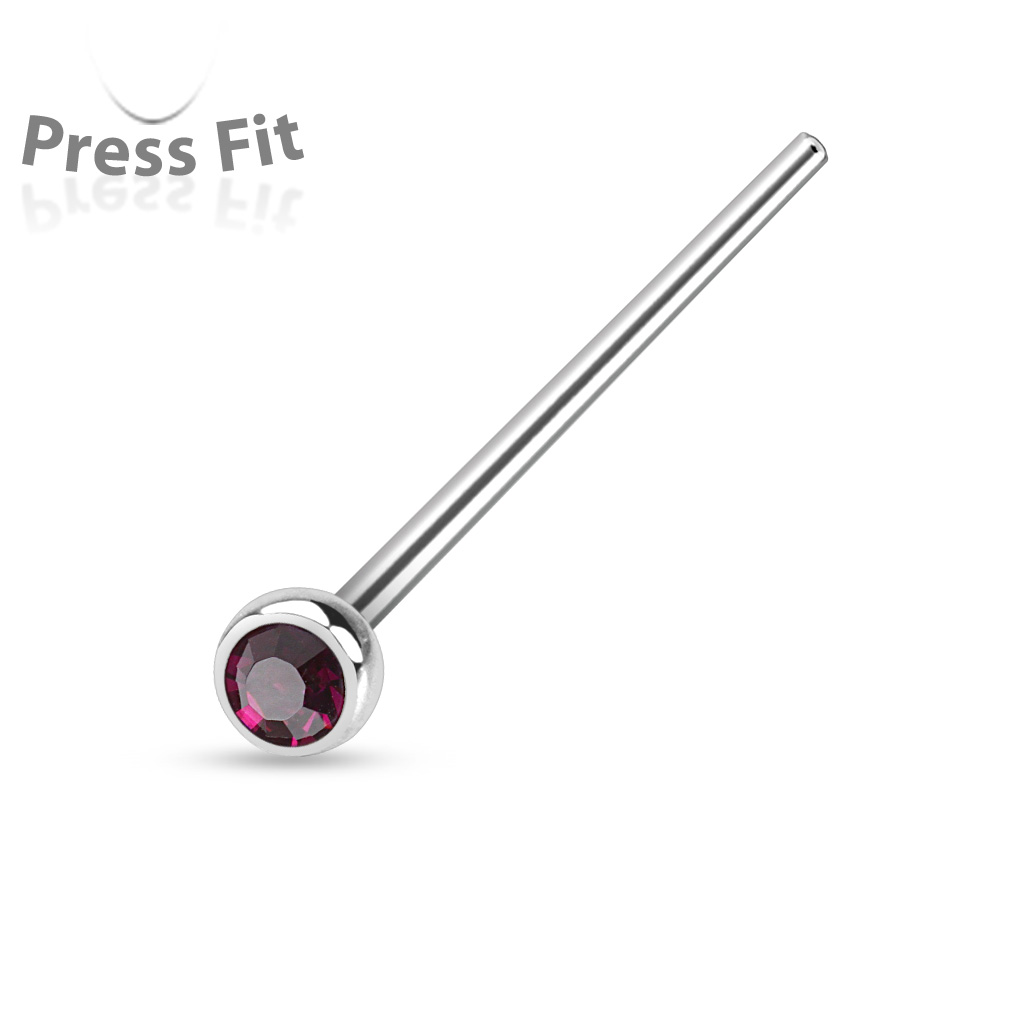 0.8mm Fishtail Nose Stud with 2.5mm CZ Gem - Image 11