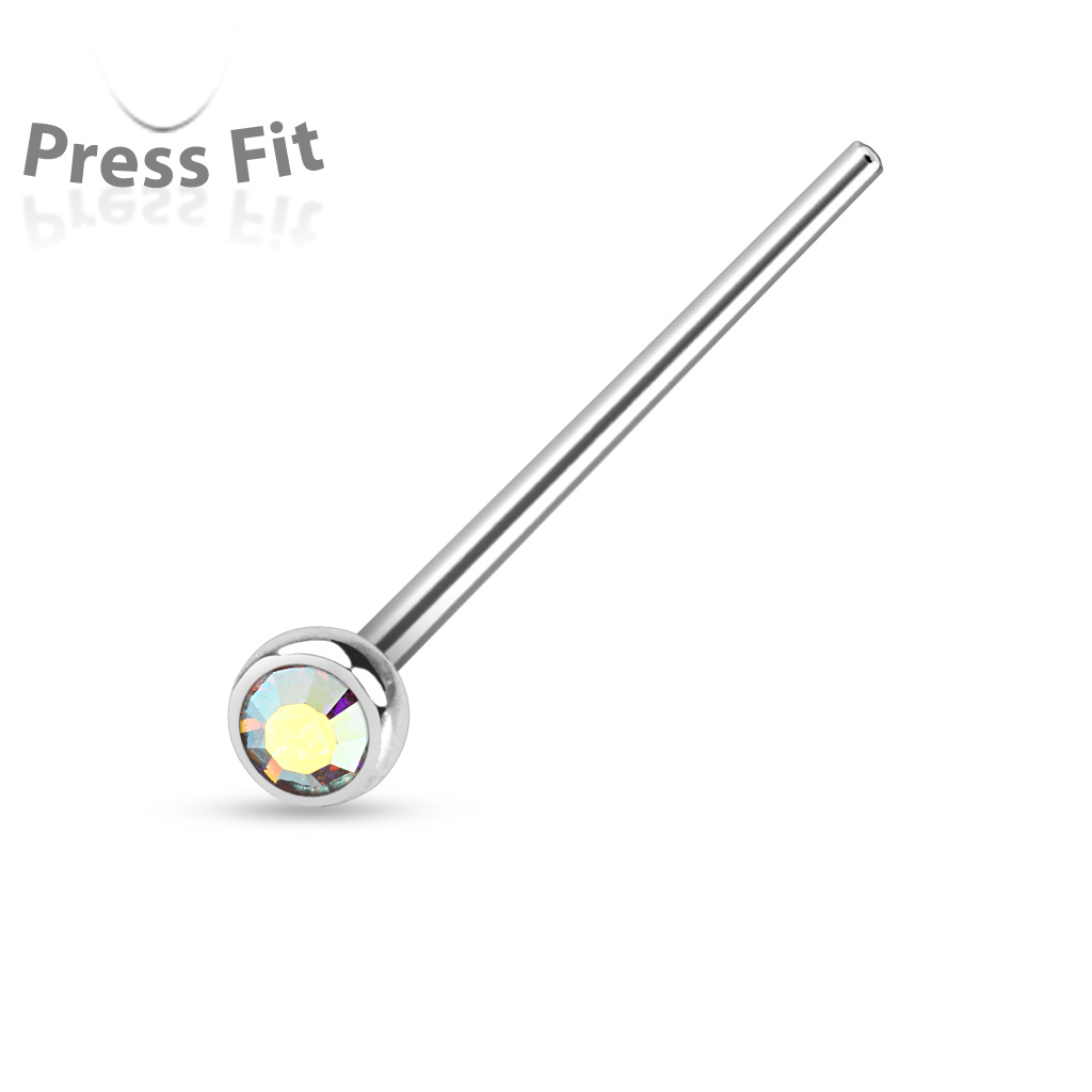 0.8mm Fishtail Nose Stud with 2.5mm CZ Gem - Image 10