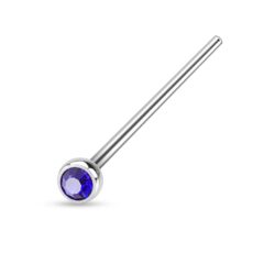 1mm Fishtail Nose Stud with 2mm CZ Gem