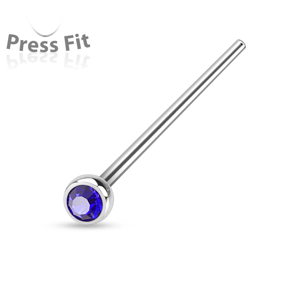 0.8mm Fishtail Nose Stud with 2.5mm CZ Gem - Image 9