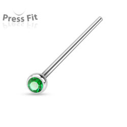 0.8mm Fishtail Nose Stud with 2.5mm CZ Gem