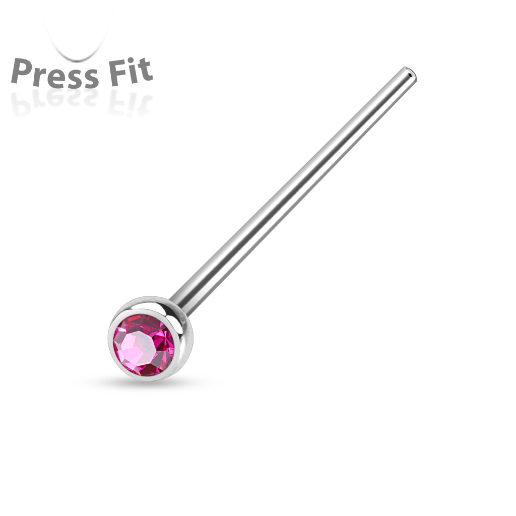 0.8mm Fishtail Nose Stud with 2.5mm CZ Gem - Image 7