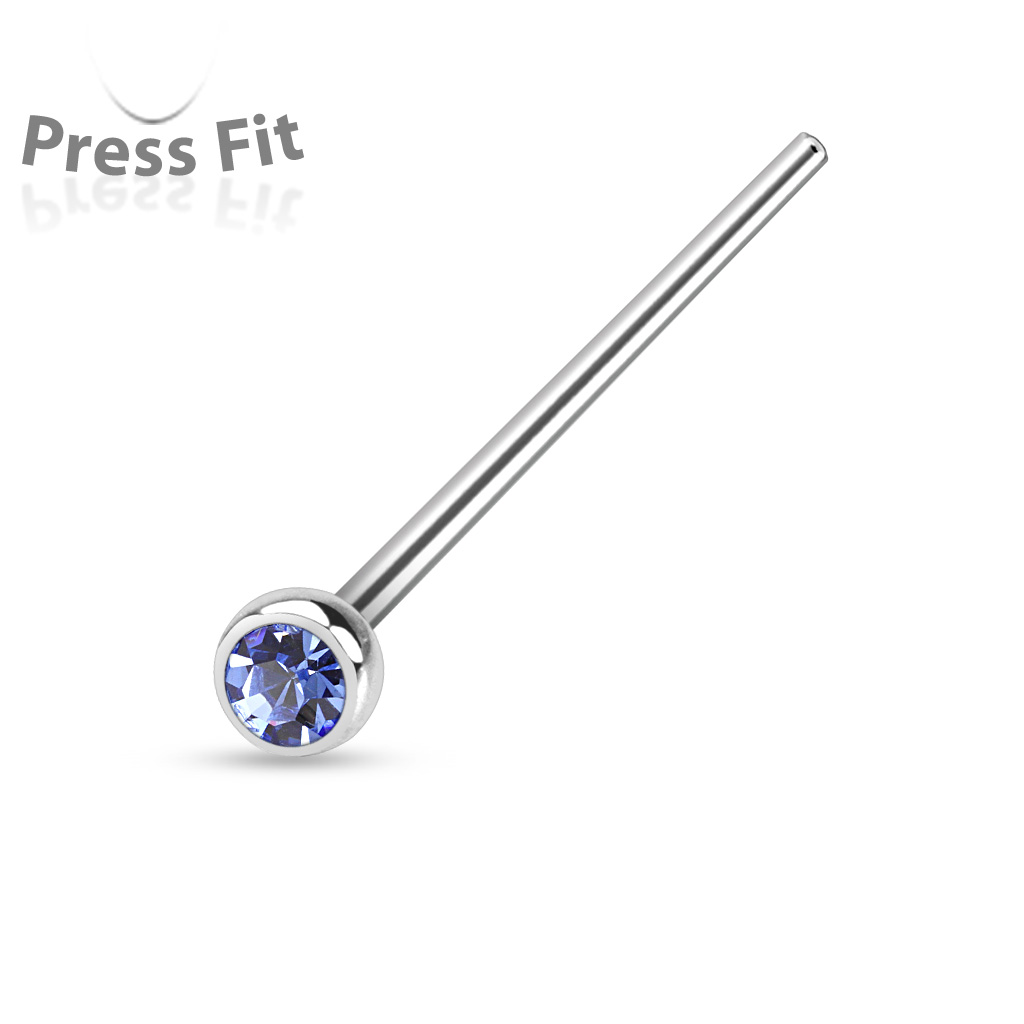 0.8mm Fishtail Nose Stud with 2.5mm CZ Gem - Image 5