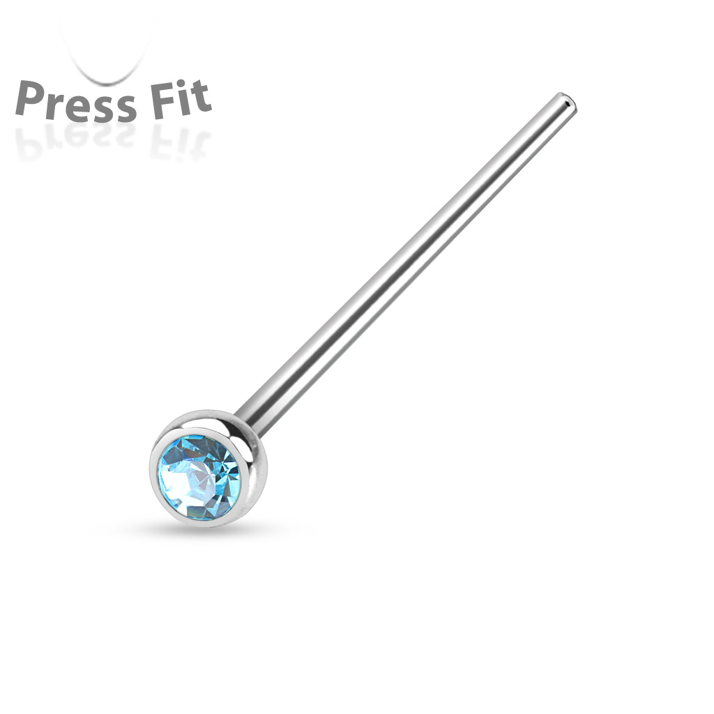 0.8mm Fishtail Nose Stud with 2.5mm CZ Gem - Image 2